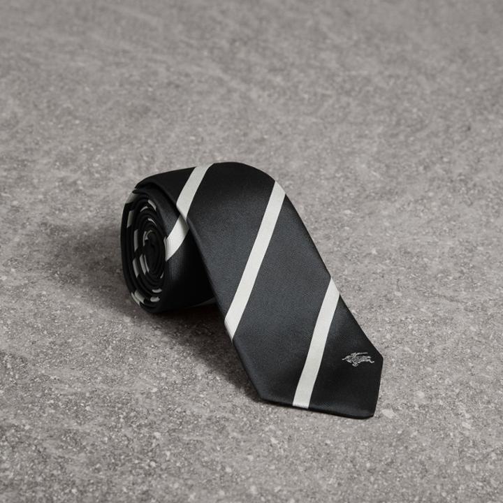 Burberry Burberry Slim Cut Striped Silk Twill Tie, Black