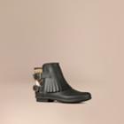 Burberry Burberry House Check And Fringed Rubber Rain Boots, Size: 35, Black