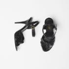 Burberry Burberry Knot Detail Embossed Leather Sandals, Size: 37, Black