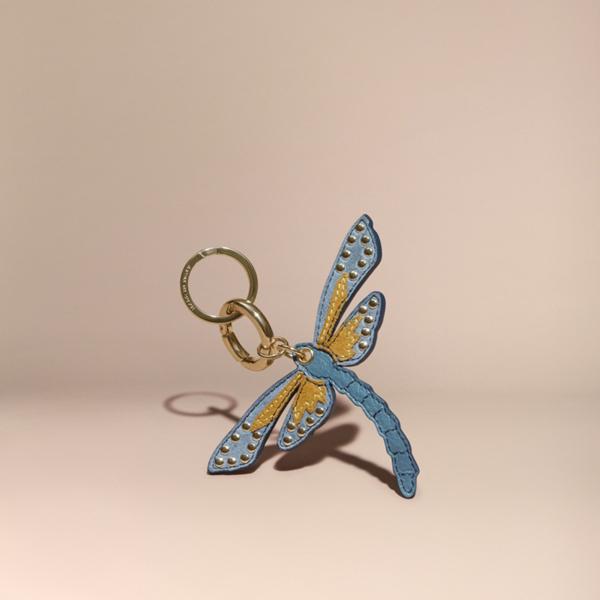 Burberry Dragonfly Key Charm In Leather And Suede
