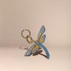 Burberry Dragonfly Key Charm In Leather And Suede