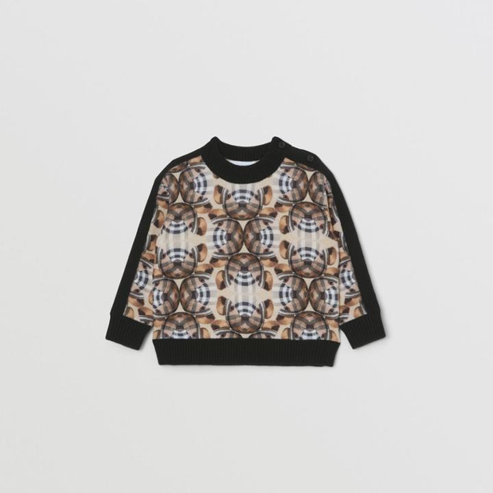 Burberry Burberry Childrens Thomas Bear Print Technical Wool Sweater, Size: 12m