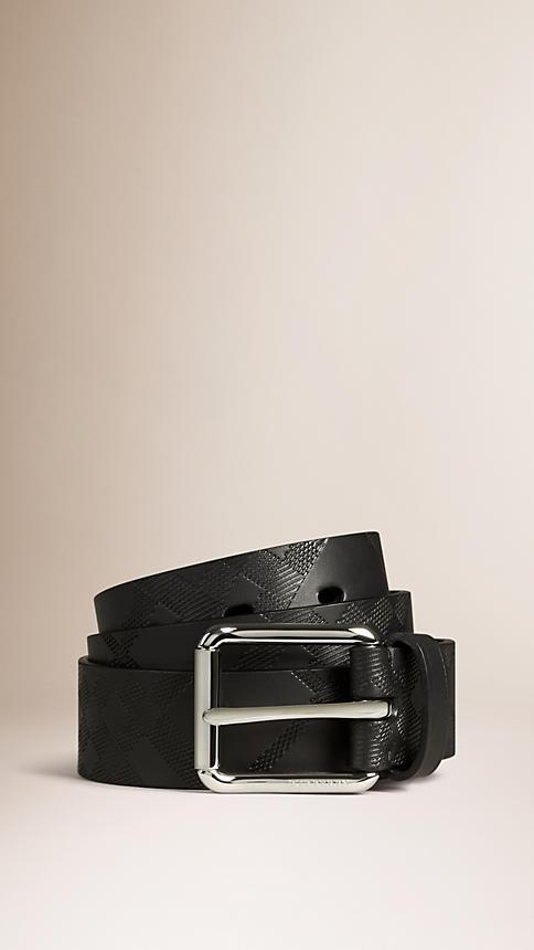 Burberry Check Embossed Leather Belt