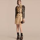 Burberry Cotton Gabardine Trench Coat With Leopard-print Sleeves