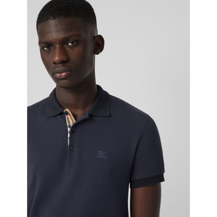 Burberry Burberry Check Placket Cotton Polo Shirt, Size: Xs, Blue