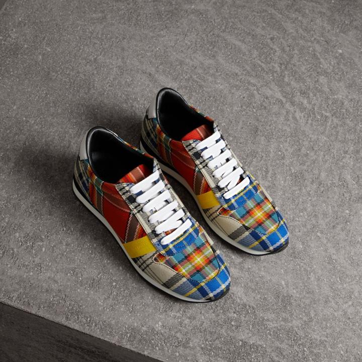 Burberry Burberry Tartan Cotton Sneakers, Size: 38, White