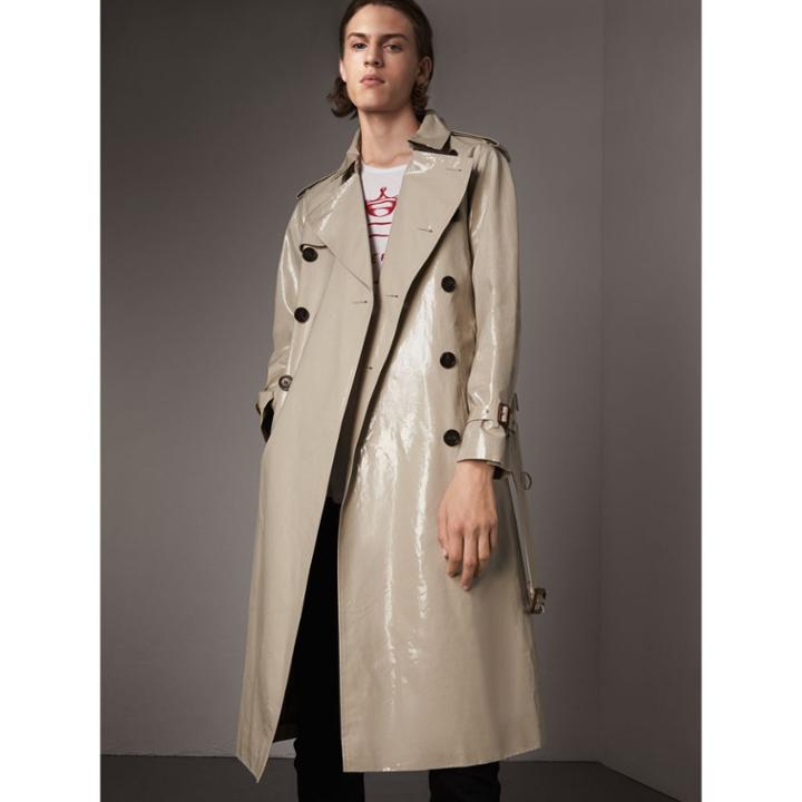Burberry Burberry Laminated Cotton Gabardine Trench Coat, Size: 54sfcb