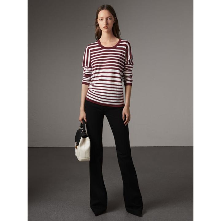 Burberry Burberry Graduated Stripe Merino Wool Sweater, Size: Xl, Brown