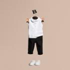 Burberry Burberry Stretch Cotton Polo Shirt With Check Sleeves, Size: 2y, White