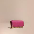 Burberry Burberry Horseferry Check And Leather Wallet With Chain, Pink