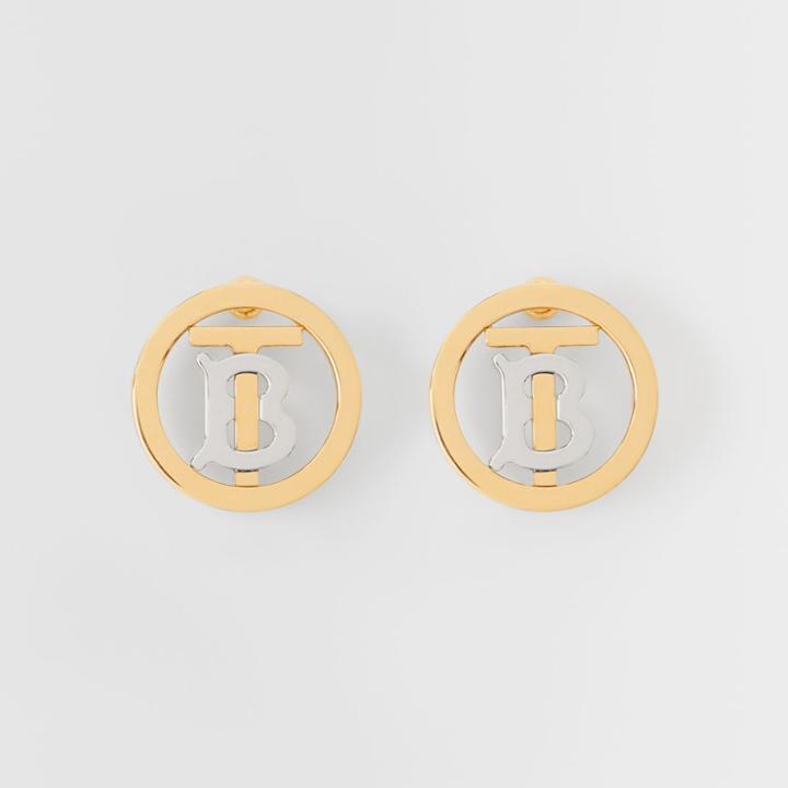 Burberry Burberry Gold And Palladium-plated Monogram Motif Earrings