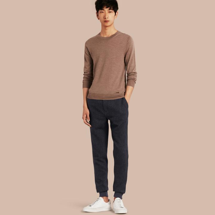 Burberry Burberry Tailored Herringbone Wool Track Pants, Size: M, Blue
