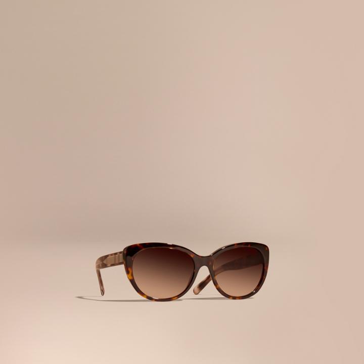 Burberry Burberry Check Detail Cat-eye Sunglasses, Brown