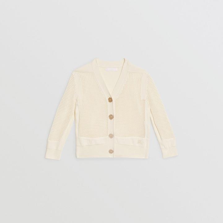 Burberry Burberry Childrens Open Knit Cotton V-neck Cardigan, Size: 14y, White