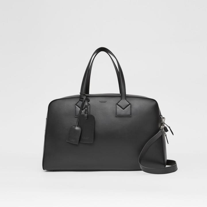 Burberry Burberry Icon Stripe Print Leather Cube Holdall, Black