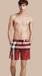 Burberry Burberry Check Swim Shorts, Size: Xs, Red