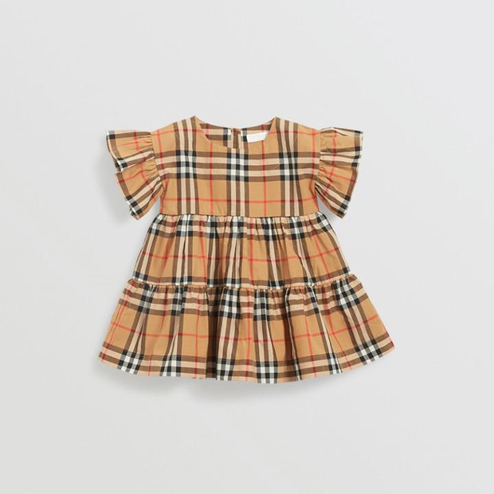 Burberry Burberry Childrens Ruffle Detail Vintage Check Dress With Bloomers, Size: 9m