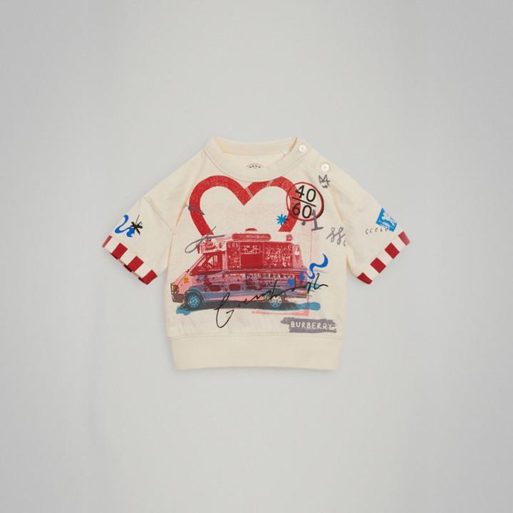 Burberry Burberry Postcard Motif Cotton T-shirt, Size: 12m, White