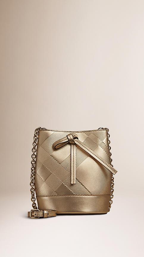 Burberry The Baby Bucket In Embossed Check Leather