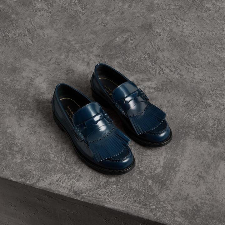 Burberry Burberry Kiltie Fringe Leather Loafers, Size: 42