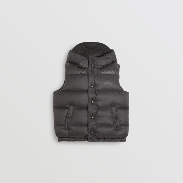 Burberry Burberry Childrens Reversible Showerproof Down-filled Hooded Gilet, Size: 6y, Grey