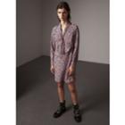 Burberry Burberry Pleated Bib Floral Tie Neck Silk Dress, Size: 06, Pink