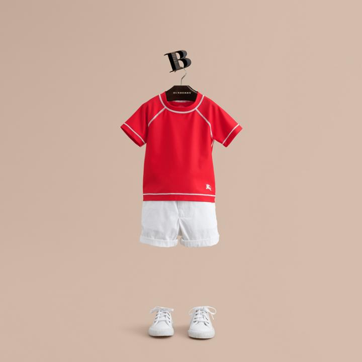 Burberry Burberry Contrast Seam Rash Top, Size: 14y, Red