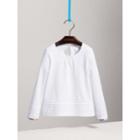 Burberry Burberry Long-sleeve Pleat And Check Detail Cotton T-shirt, Size: 6y, White