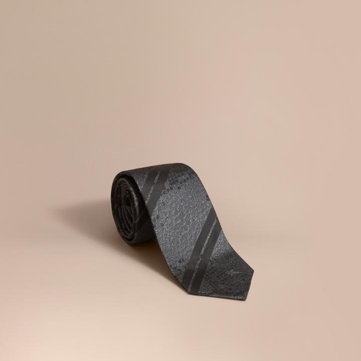 Burberry Burberry Modern Cut Python Jacquard Silk Tie, Grey