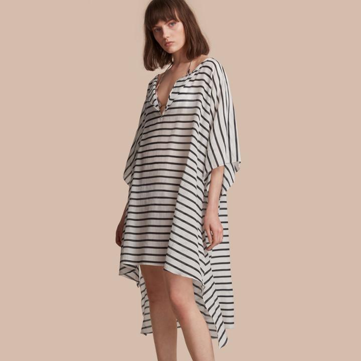 Burberry Burberry Striped Cotton Silk Kaftan, Size: S-m, Blue