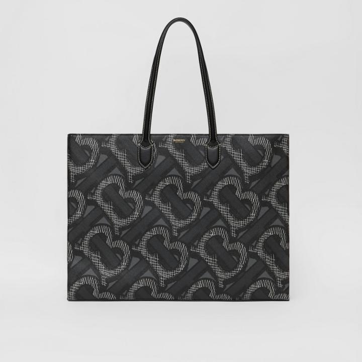 Burberry Burberry Monogram Print E-canvas Tote Bag, Grey