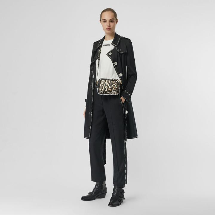 Burberry Burberry Stud Detail Silk Satin Trench Coat, Size: 00, Black
