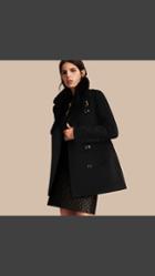 Burberry Wool Cashmere Pea Coat With Detachable Fur Collar