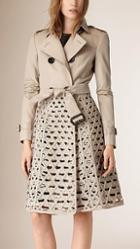 Burberry Woven Cord And Cotton Gabardine Trench Coat
