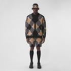 Burberry Burberry Monogram Motif Argyle Intarsia Wool Cashmere Shorts