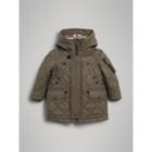 Burberry Burberry Hooded Diamond Quilted Parka, Size: 14y, Green