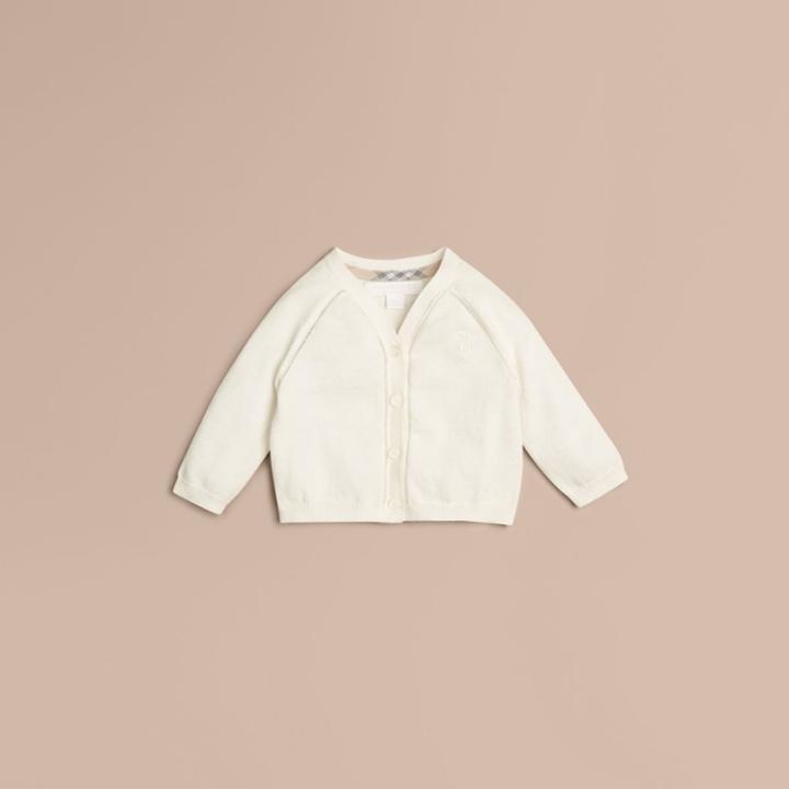 Burberry Burberry Childrens Open Stitch Detail Cotton Cardigan, Size: 6m, White
