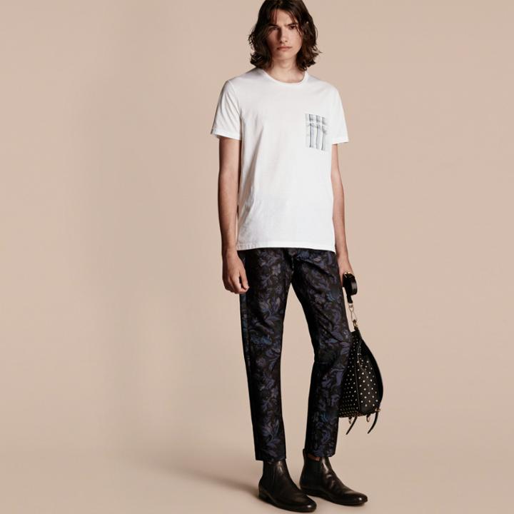 Burberry Burberry Cotton T-shirt With Pyjama Stripe Pocket, White
