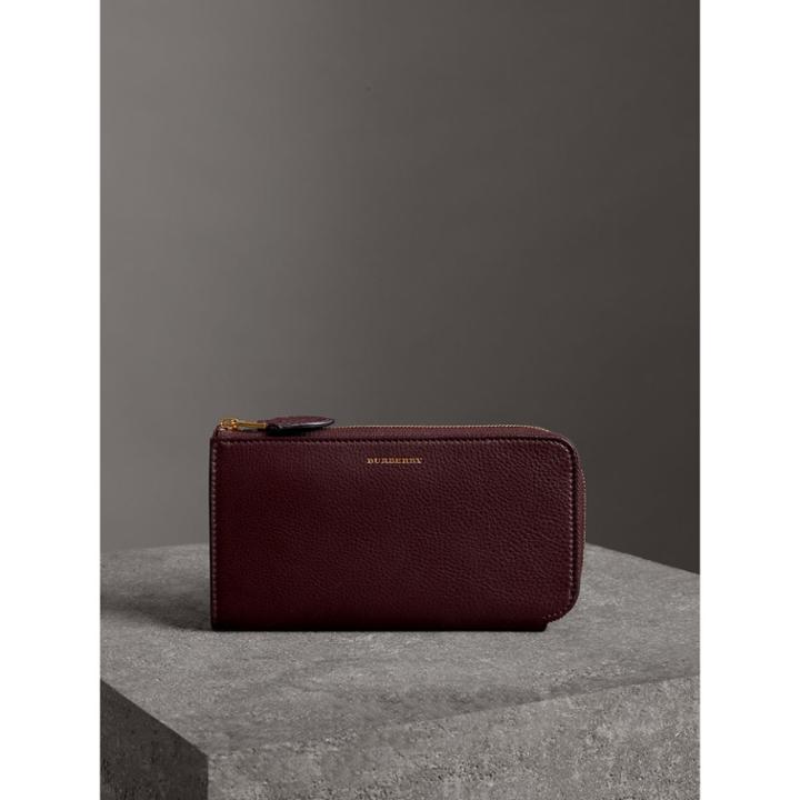 Burberry Burberry Two-tone Leather Ziparound Wallet And Coin Case, Red