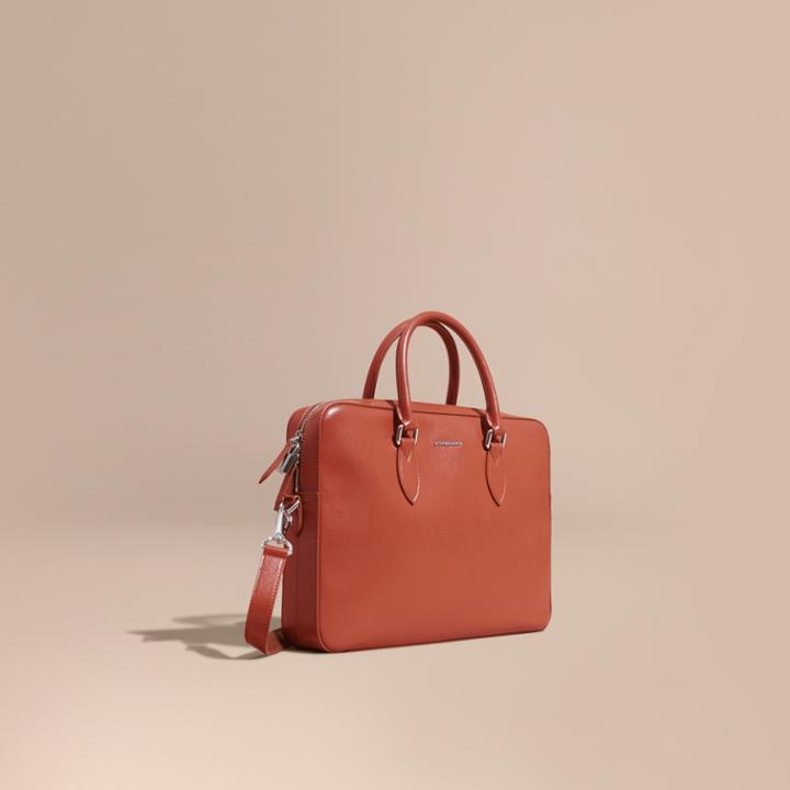 Burberry Burberry Medium London Leather Briefcase, Orange