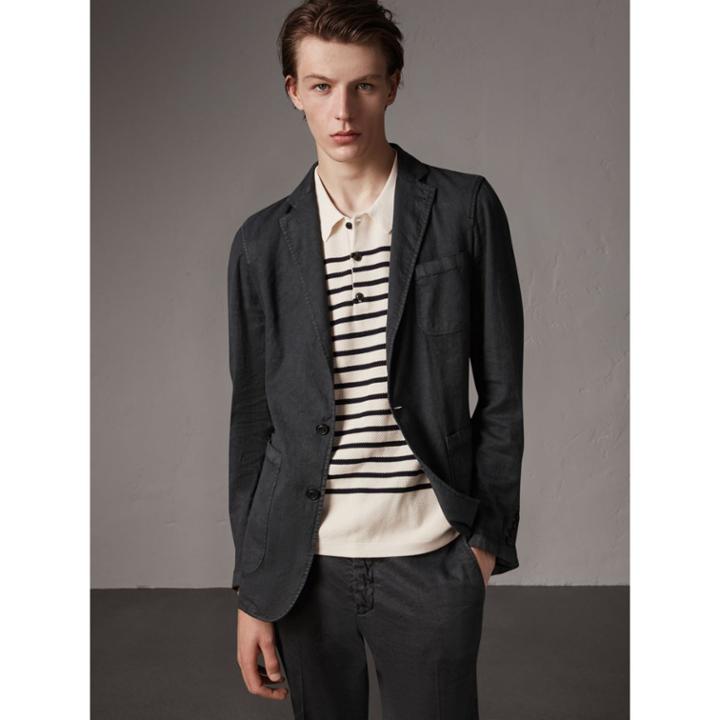 Burberry Burberry Slim Fit Linen Cotton Tailored Jacket, Size: 34s