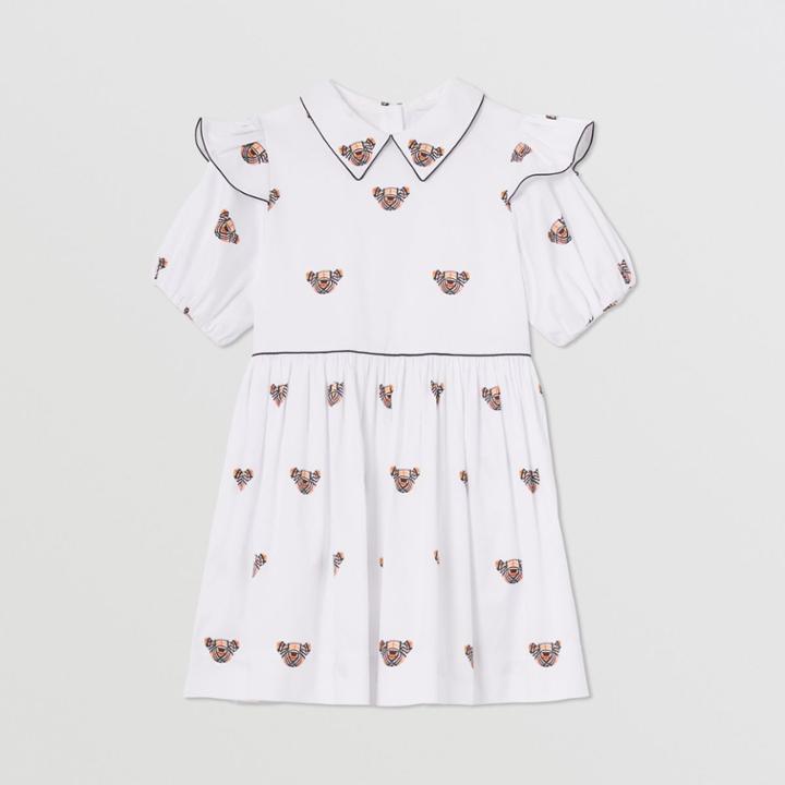 Burberry Burberry Childrens Thomas Bear Motif Stretch Cotton Dress, Size: 3y