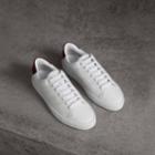Burberry Burberry Perforated Check Leather Sneakers, Size: 44, White