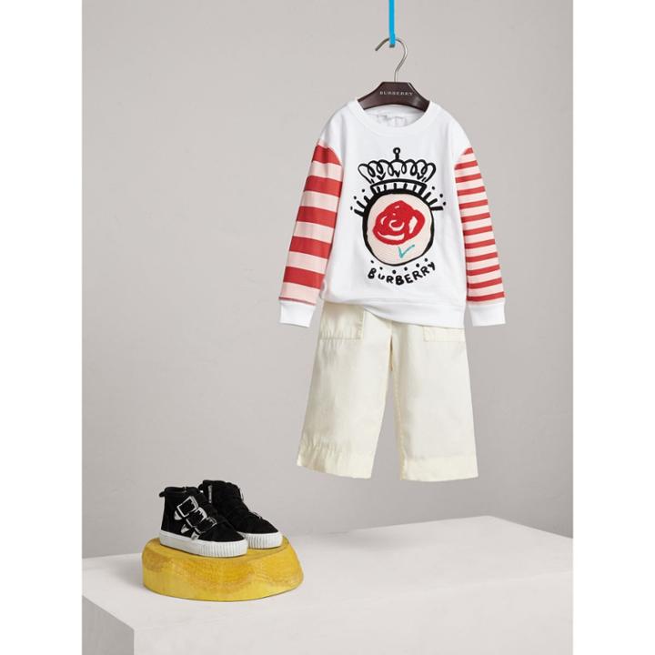 Burberry Burberry London Icons Embroidered Cotton Jersey Top, Size: 8y