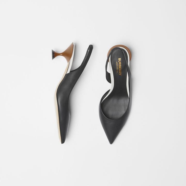 Burberry Burberry Leather Slingback Pumps, Size: 39, Black
