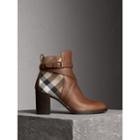 Burberry Burberry House Check And Leather Ankle Boots, Size: 36, Beige