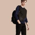 Burberry Burberry Colour Block Cotton And Lambskin Sweatshirt, Blue