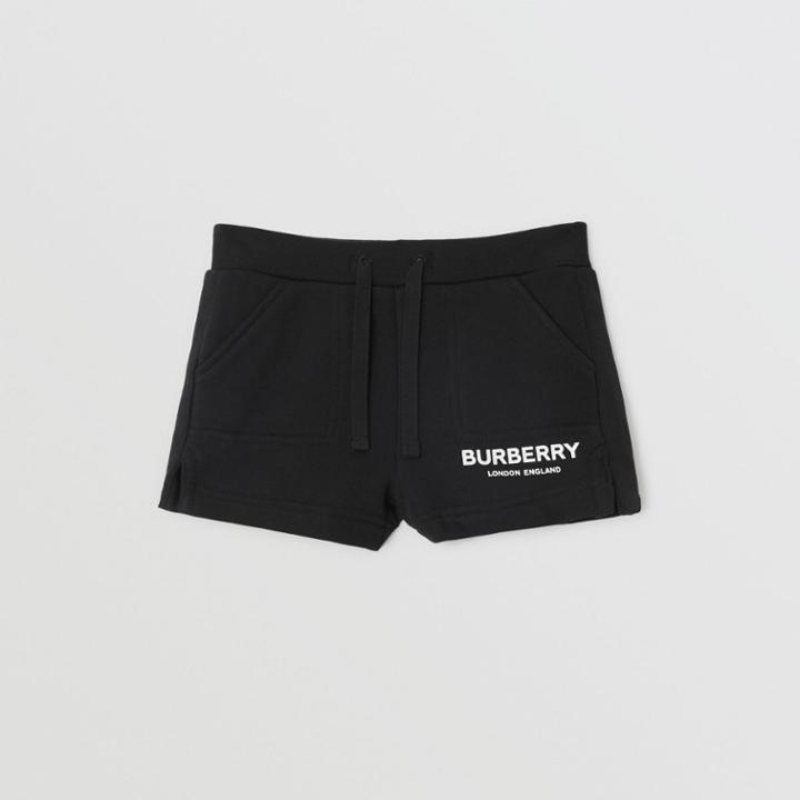 Burberry Burberry Childrens Logo Print Cotton Drawcord Shorts, Size: 2y, Black