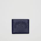 Burberry Burberry Embossed Crest Leather International Bifold Wallet, Blue