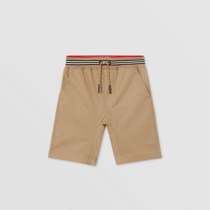 Burberry Burberry Childrens Icon Stripe Detail Cotton Twill Shorts, Size: 4y